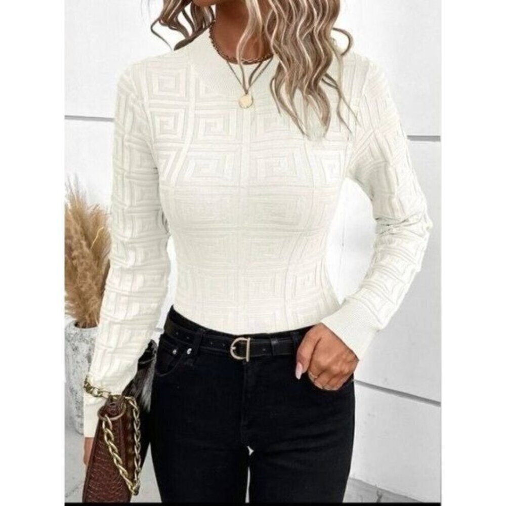 Elegant  Casual Pullovers Round Neck Sweater